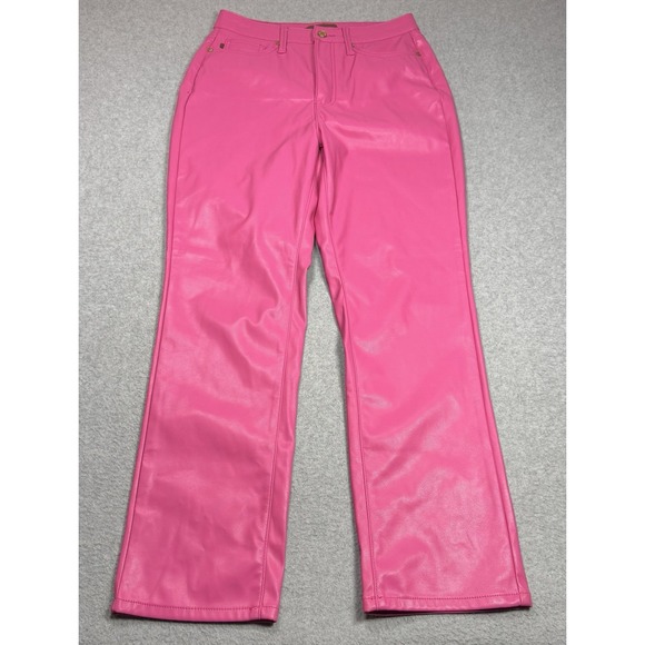 Judy Blue Pants - Judy Blue Faux Leather Pants Womens 7/28 (29x30) Pink Straight Leg Highrise